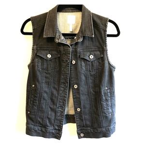 Leith Sleeveless Denim Jacket Vest Faded Black XS